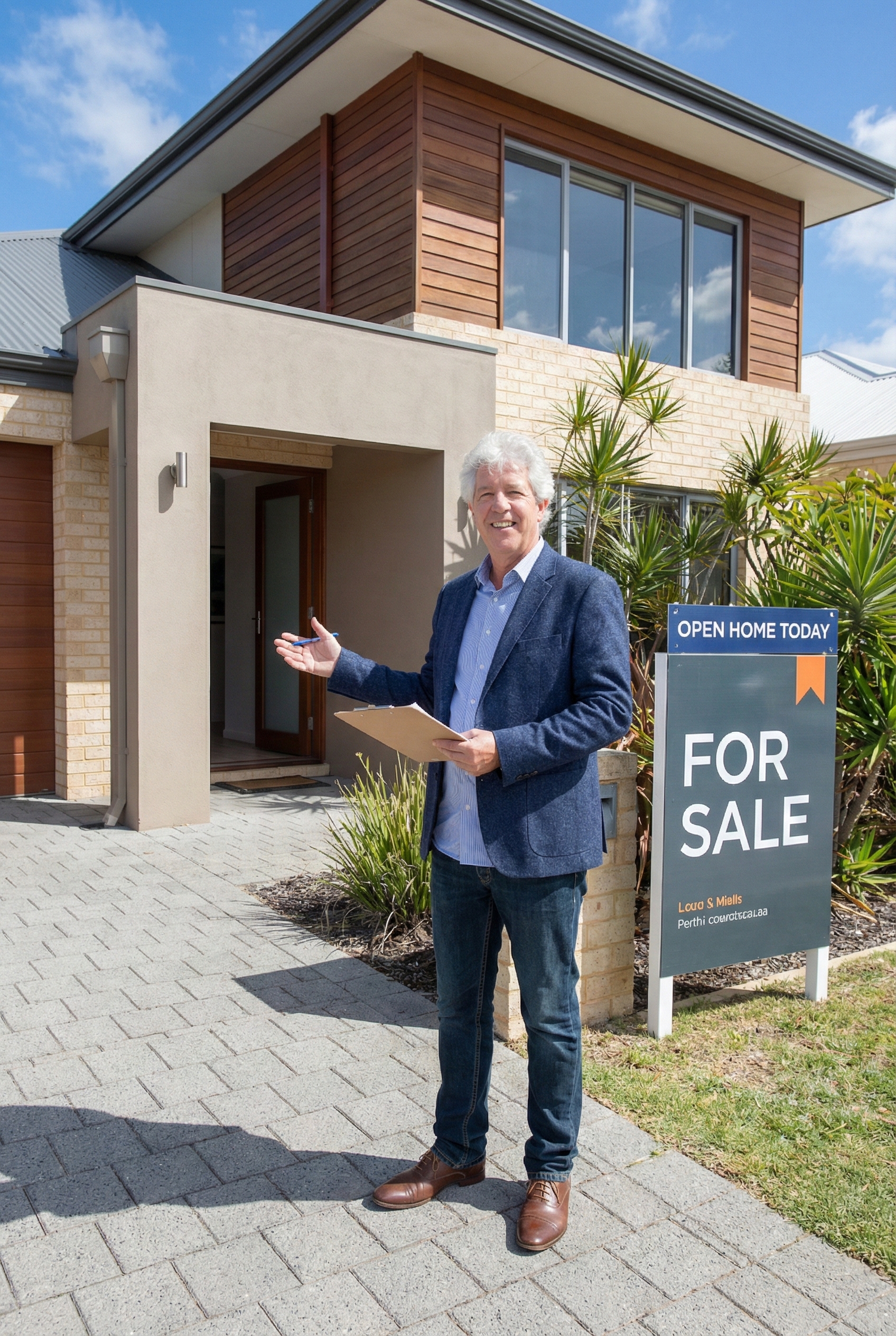 Real estate agent with property for sale